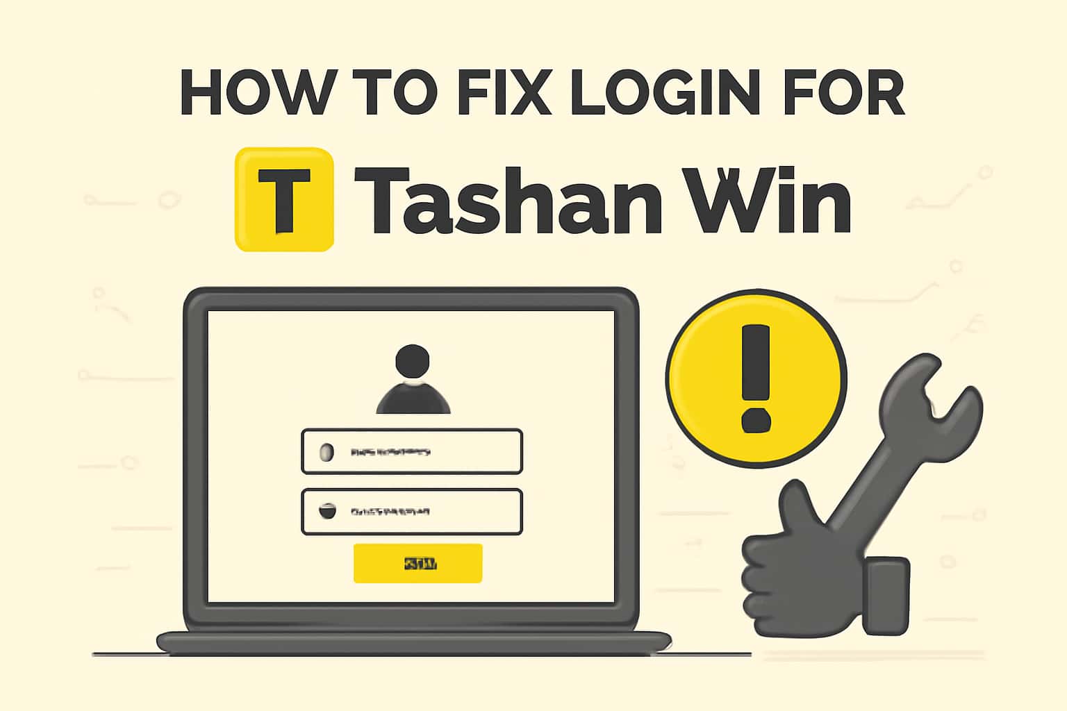 An informative graphic illustrating how to troubleshoot login problems for Tashan Win.
