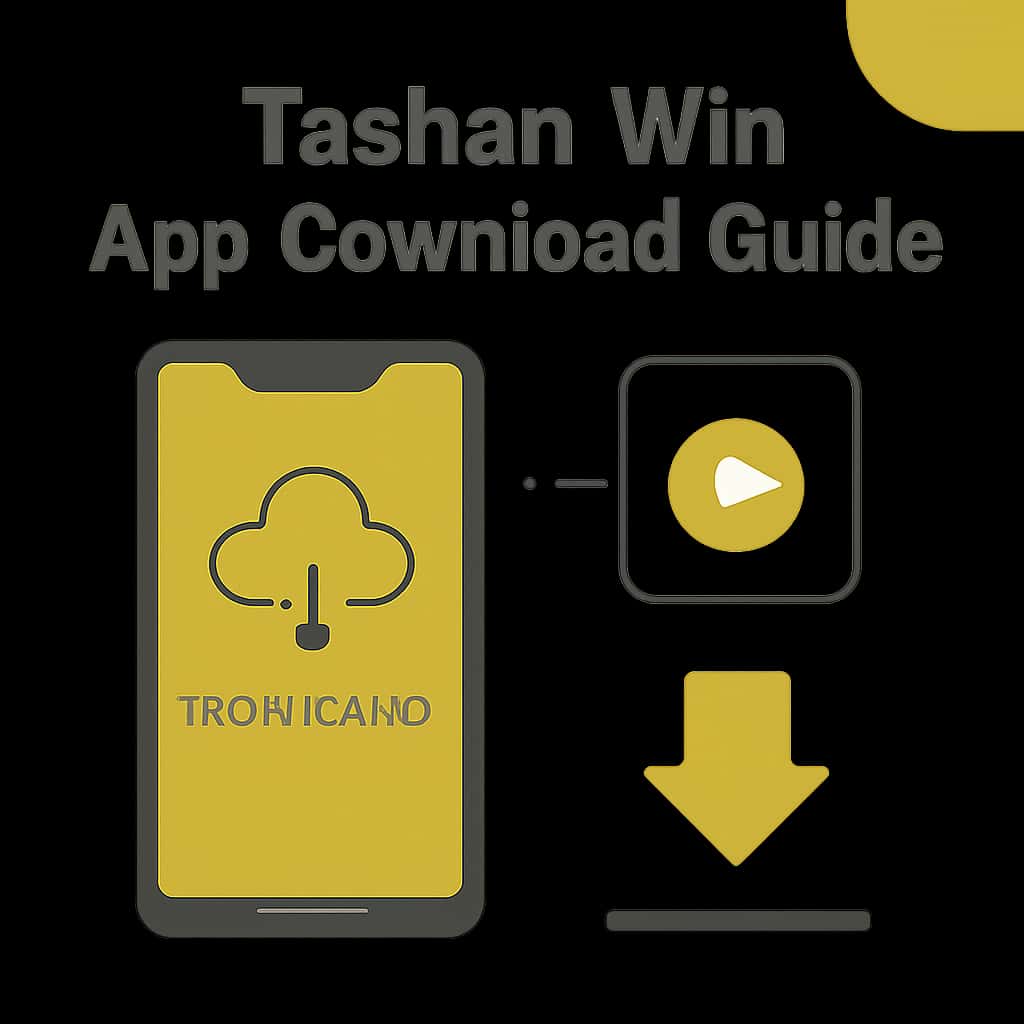 An informative diagram illustrating the steps to download the Tashan Win app.